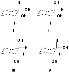 <strong>Which compound is a meso compound? </strong> A) I B) II C) III D) IV