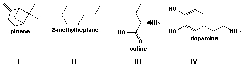 <strong>Which of the following molecules are alkanes? </strong> A) I and II B) II C) I and III D) I and IV