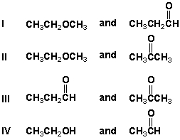 <strong>Which of the following sets are pairs of constitutional isomers? </strong> A) I B) II C) III D) II and IV