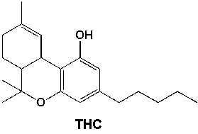 <strong>How many primary carbons are in THC (tetrahydrocannabinol, the main psychoactive substance found in the Cannabis plant)? </strong> A) 2 B) 3 C) 4 D) 5