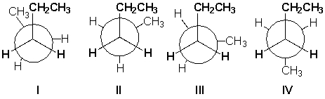 <strong>Which conformation of pentane is most stable? </strong> A) I B) II C) III D) IV