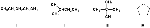 <strong>Which compound has the lowest boiling point? </strong> A) I B) II C) III D) IV