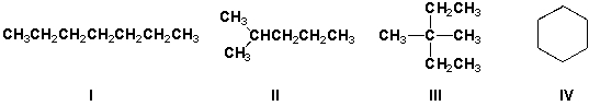 <strong>Which compound has the highest boiling point? </strong> A) I B) II C) III D) IV