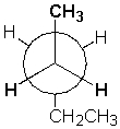 The Newman projection below shows pentane in a gauche conformation.