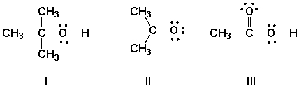 <strong>Which functional groups have correct Lewis structures? </strong> A) I, II B) II, III C) I, II, III D) I, III