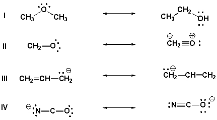 <strong>Which of the following are pairs of contributing structures? </strong> A) II, IV B) I, II, III C) III, IV D) II, III, ,IV