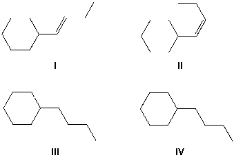 <strong>But-1-yn-1-ylcyclohexane reacts with molecular hydrogen under pressure in the presence of a Lindlar catalyst. What reaction product is formed? </strong> A) I B) II C) III D) IV