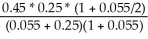 First, it is necessary to calculate the after-tax interest rate as follows: i = 0.1 * (1-0.45)= 0.055 The two capital cost tax factors are defined as follows: CSF = 1 -   = 1 -   = 0.631 CTF = 1 -   = 1 -   )= 0.641 In the above formulas, d is the CCA rate. The CTF is higher which means less tax savings under the current Canadian Capital Cost Allowance system. This is due to the Half-Year Rule introduced on November 13, 1981 to prevent fast depreciation of an asset in its first year.