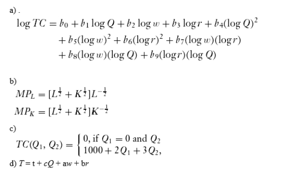 The equation of translog cost function is