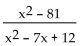 <strong>Find all numbers for which the rational expression is not defined. </strong> A) x = 0 B) x = 9 and x = -9 C) x = -3 and x = -4 D) x = 3 and x = 4