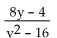<strong>Find all numbers for which the rational expression is not defined. </strong> A) B) y = 4 C) y = 4 and y = -4 D) y = 16