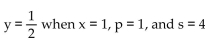 Find an equation of variation in which the following are true. -y varies jointly as x and p and inversely as the square of s, and .