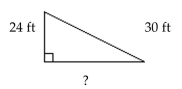 Solve the problem. -Below is a diagram of a water slide. The slide is 30 ft long. The ladder leading to the slide is 24 ft long. How far is it from the end of the slide to the foot of the ladder? Round approximations to the nearest tenth.  