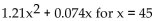 Solve the problem. -The distance D in feet it takes a car travelling at x mph to come to a full stop after hitting the brakes is given by Use the graph below to find the approximate value of .