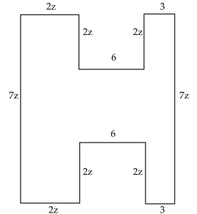 Solve the problem. -Find a polynomial for the perimeter of the figure.