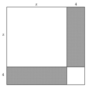 Solve the problem. -Find a polynomial for the sum of the shaded areas of the figure.