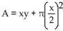 Solve the problem. -An oval running track encircles a soccer field that is x yards wide and y yards long (see figure). The area A of the region enclosed by the track can be calculated using the equation . Calculate the area if X = 77 yd and y = 103 yd. Use the approximation