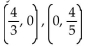 <strong>Find the coordinates of the y-intercept and the x-intercept, in that order. 3x - 5y = 4</strong> A) B) 1, 0 , 0, 9 C) D)