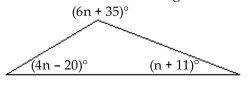 Solve the problem. -Find the measure of each angle in the triangle.