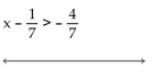 Solve using the addition principle. Graph and write set-builder notation for the answer. -