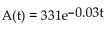 Solve. -The decay of 331 mg of an isotope is given by where t is time in years. Find the amount left after 9 years.