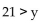 <strong>Write an inequality with the same meaning. y > 21</strong> A) B) C) D)