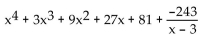<strong>Use synthetic division to divide. ÷ (x - 3)</strong> A) B) C) D)