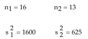 <strong>Find the critical value to test the claim that Two samples are randomly selected from populations that are normal. The sample statistics are given below. Use </strong> A)4.01 B)3.18 C)2.62 D)3.67