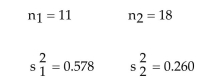 <strong>Find the critical value to test the claim that Two samples are randomly selected from populations that are normal. The sample statistics are given below. Use </strong> A)3.59 B)2.45 C)2.92 D)4.56
