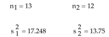 <strong>Calculate the test statistic F to test the claim that Two samples are randomly selected from populations that are normal. The sample statistics are given below. </strong> A)1.254 B)0.797 C)1.120 D)1.573