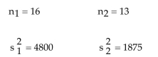 <strong>Calculate the test statistic F to test the claim that Two samples are randomly selected from populations that are normal. The sample statistics are given below. </strong> A)2.560 B)1.600 C)0.391 D)6.554