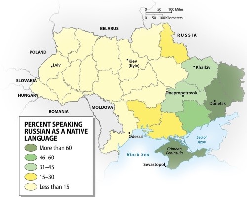 <strong>In Ukraine, Russian speakers are largely found in what part of the country? </strong> A)northern B)western C)southern D)the areas around the capital city of Kiev E)eastern