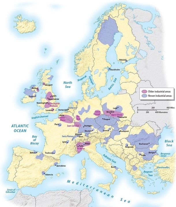 <strong>Which of the following is NOT a traditional industrial region of Europe?  </strong> A)Spanish-Portuguese borderlands B)Ruhr Valley of Germany C)Saar-Lorraine on the German-French border D)English Midlands E)Upper Silesia of Poland <div style=padding-top: 35px> 