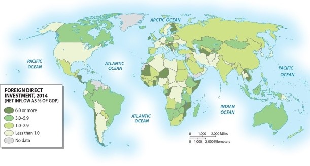 <strong>The nations with the greatest percent of foreign direct investment (FDI)tend to be located in which world region? </strong> A)South America B)Europe C)East Asia D)Africa E)North America