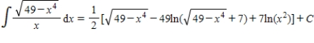 <strong>Use a table of integrals to find the integral. </strong> A) B) C) D) E)