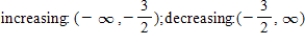 <strong>Identify the open intervals where the function is increasing or decreasing. </strong> A) decreasing on B) increasing on C) D) decreasing on ; increasing on E)