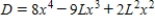 Suppose the deflection D of a beam of length L is , where x is the distance from one end of the beam. Find the value of x that yields the maximum deflection. 