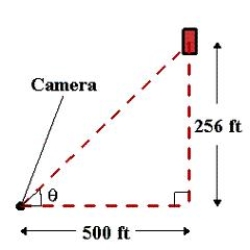 <strong>In a free-fall experiment, an object is dropped from a height of 256 feet. A camera on the ground 500 feet from the point of impact records the fall of the object as shown in the figure. Assuming the object is released at time . At what time will the object reach the ground level? </strong> A) 3 seconds B) 6 seconds C) 7 seconds D) 5 seconds E) 4 seconds