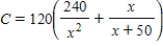 <strong>The ordering and transportation cost C for the components used in manufacturing a product is , where C is measured in thousands of dollars and x is the order size in hundreds. Find the rate of change of C with respect to x for . Round your answer to two decimal places. </strong> A) -6.20 thousand dollars per hundred B) 7.41 thousand dollars per hundred C) 3.13 thousand dollars per hundred D) -5.03 thousand dollars per hundred E) -8.02 thousand dollars per hundred