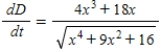 <strong>Find the rate of change of the distance D between the origin and a moving point on the graph of if centimeters per second. </strong> A) B) C) D) E)