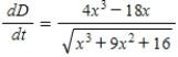 <strong>Find the rate of change of the distance D between the origin and a moving point on the graph of if centimeters per second. </strong> A) B) C) D) E)