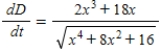 <strong>Find the rate of change of the distance D between the origin and a moving point on the graph of if centimeters per second. </strong> A) B) C) D) E)