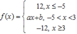 <strong>Find the constant a and b such that the function Is continuous on the entire real line. </strong> A) a = 3, b = 0 B) a = 3, b = -3 C) a = -3, b = -3 D) a = -3, b = 3 E) a = 3, b = 3