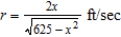 <strong>A 25-foot ladder is leaning against a house (see figure). If the base of the ladder is pulled away from the house at a rate of 2 feet per second, the top will move down the wall at a rate of where x is the distance between the base of the ladder and the house. Find the limit of r as . </strong> A) B) 50 C) 0 D) E) 25