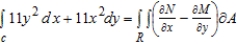 Verify Green's Theorem by evaluating both integrals for the path defined as the boundary of the region lying between the graphs of and . 