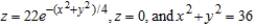 <strong>Determine the diameter of a hole that is drilled vertically through the center of the solid bounded by the graphs of the equations if one-tenth of the volume of the solid is removed. Round your answer to four decimal places.</strong> A) 1.2983 B) 36.5966 C) 3.2983 D) 5.5966 E) 37.2983