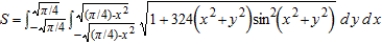 <strong>Set up a double integral that gives the area of the surface on the graph of over the region .</strong> A) B) C) D) E)