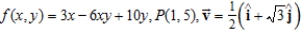 Find the directional derivative of the function at P in the direction of .