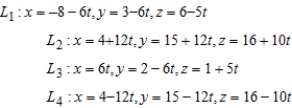 Determine whether any of the lines given below are parallel or identical.