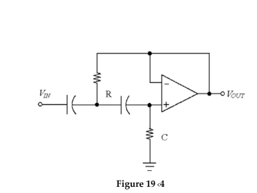 <strong> If 22 V in the pass-band is input to the circuit in Figure 19-4,W hat is the output voltage at fCO?</strong> A)8.92V B)7.75V C)31.1V D)15.6V